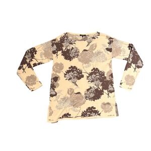 Lafayette 148 New York Floral Print Long‎ Sleeve Knit Sweater Women's Size S